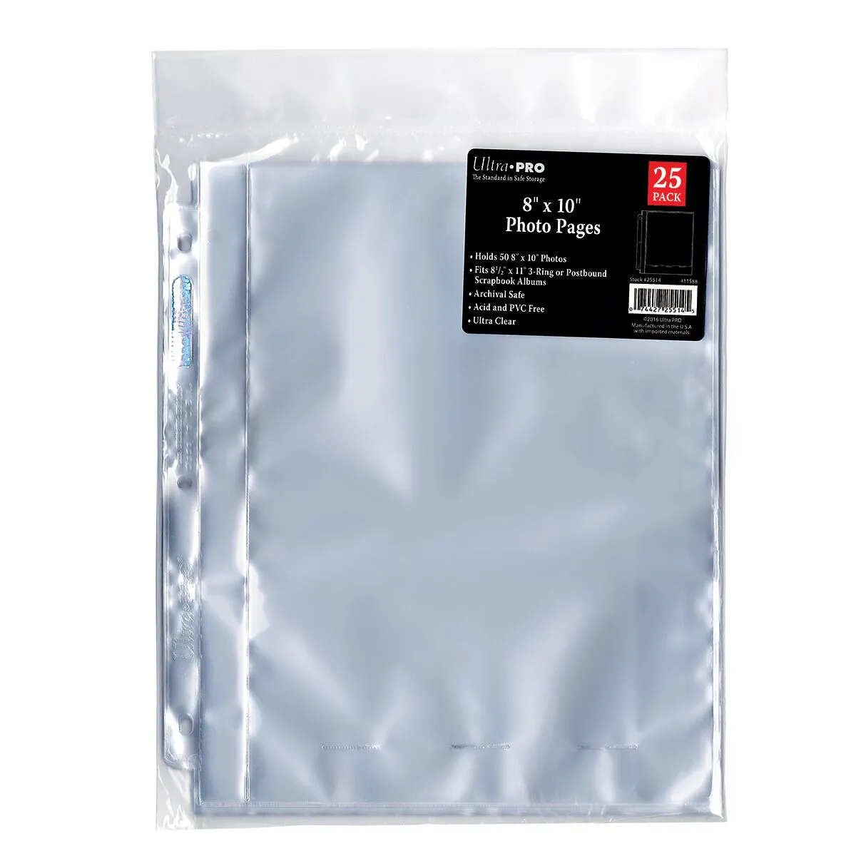 3-Hole Clear 8" x 10" Photo Pages