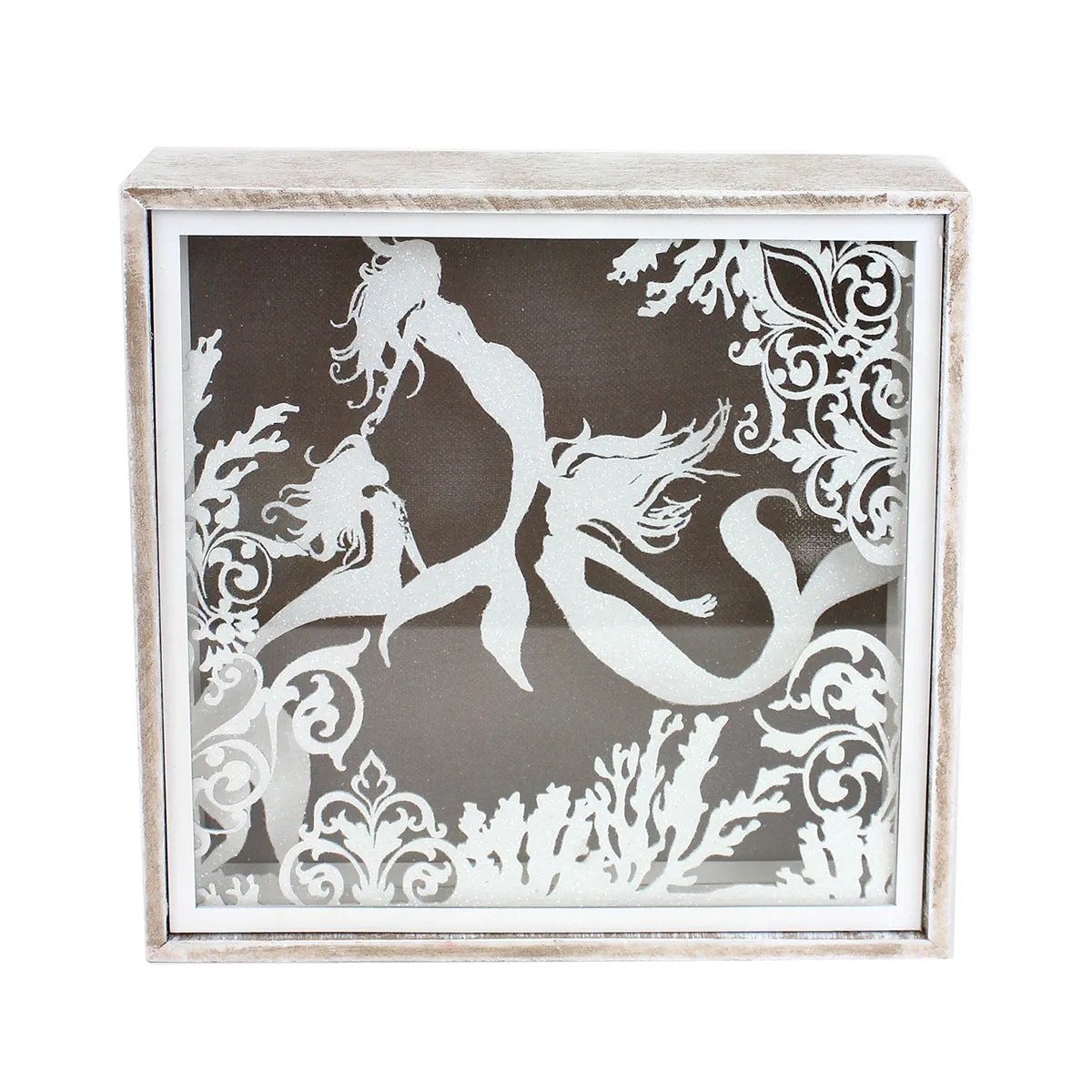 8 in. LED MDF Glass Mermaid Box