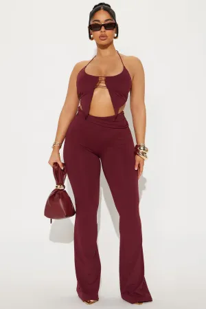 After Hours Halter Pant Set - Wine