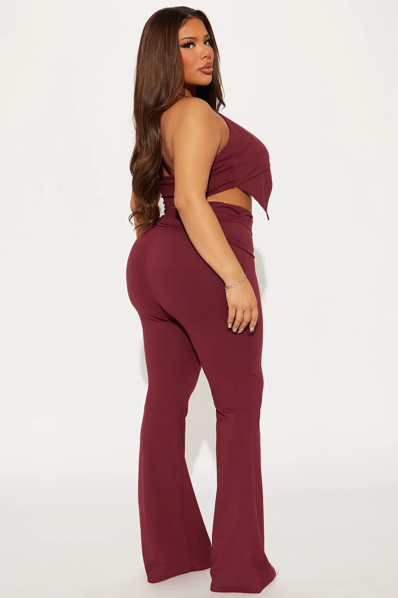 After Hours Halter Pant Set - Wine
