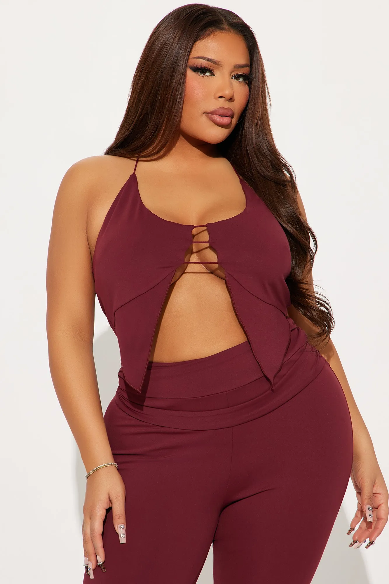After Hours Halter Pant Set - Wine