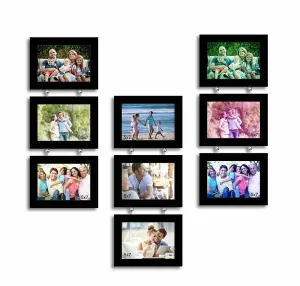 Art Street Eccentric Drop Synthetic Photo Frame (Black,Set of 9 Photo Frames)