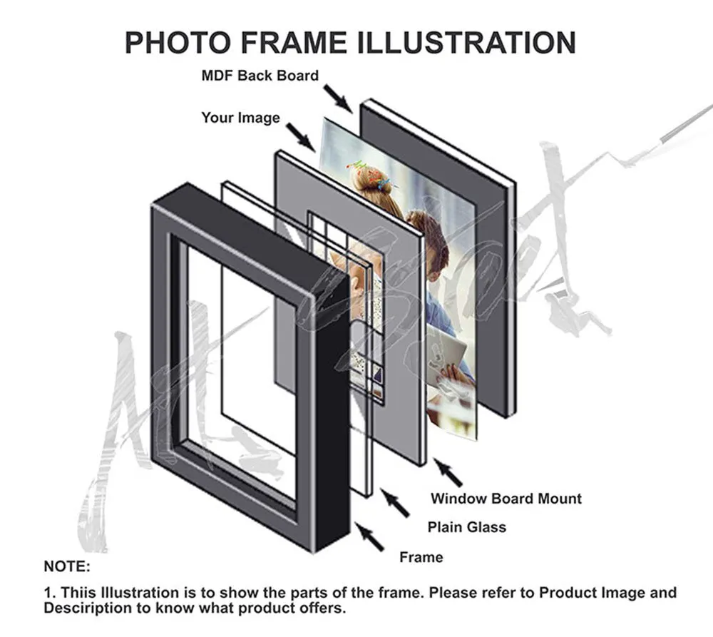 Art Street Eccentric Drop Synthetic Photo Frame (Black,Set of 9 Photo Frames)