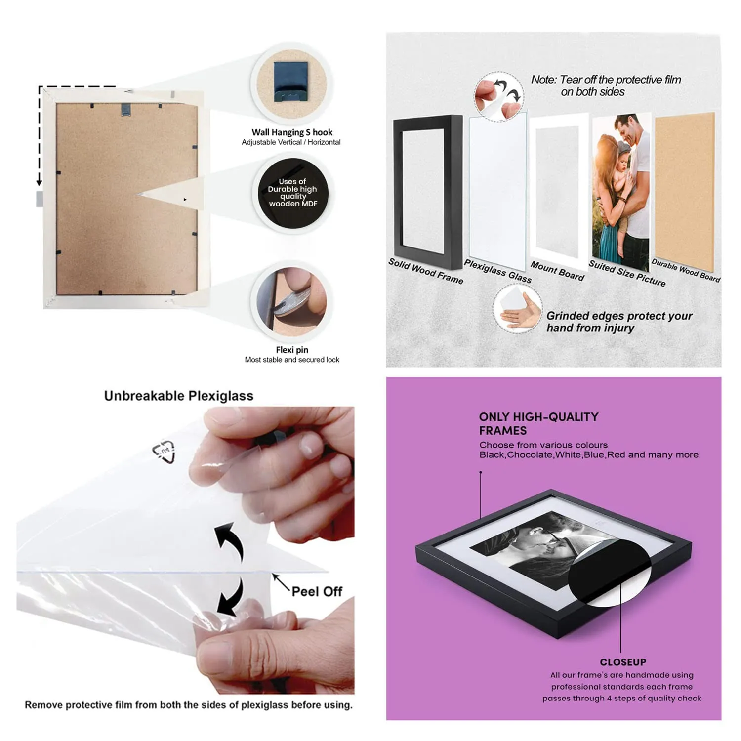 Art Street Photo Frame Set of 11 Individual Black & White Wall Photo Frames With Wall Shelf for home decoration
