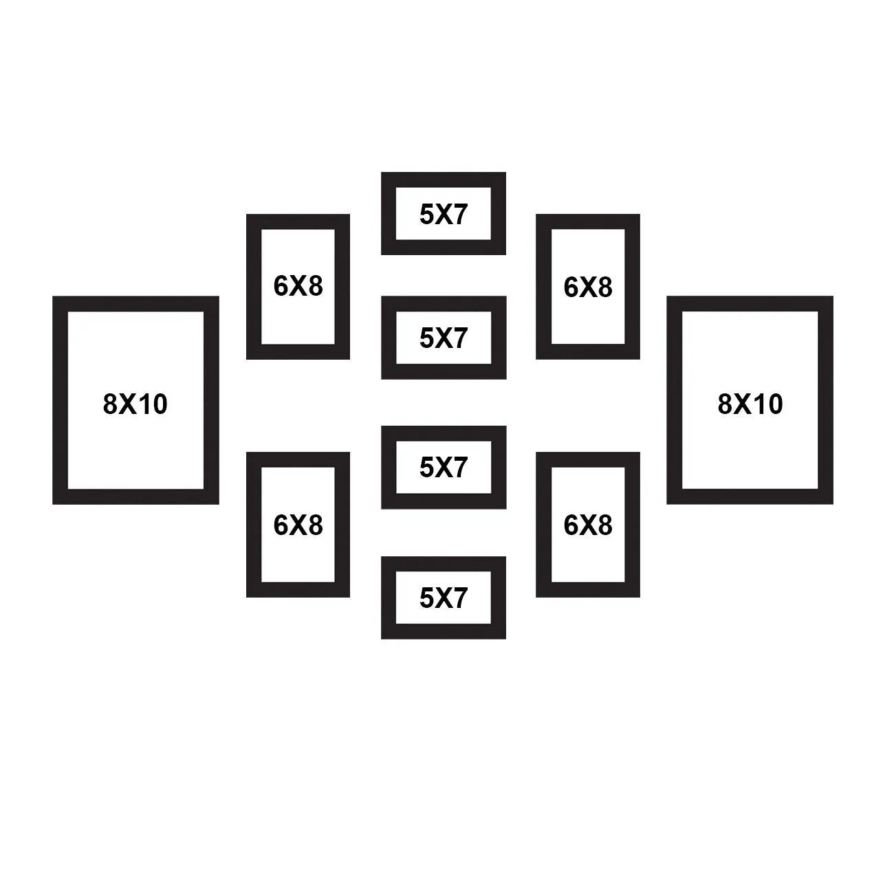 Art Street Synthetic Wood Wall Photo Frame (4 units: 5x7 inch, 4 units: 6x8 inch, 2 units: 8x10 inch, Black)