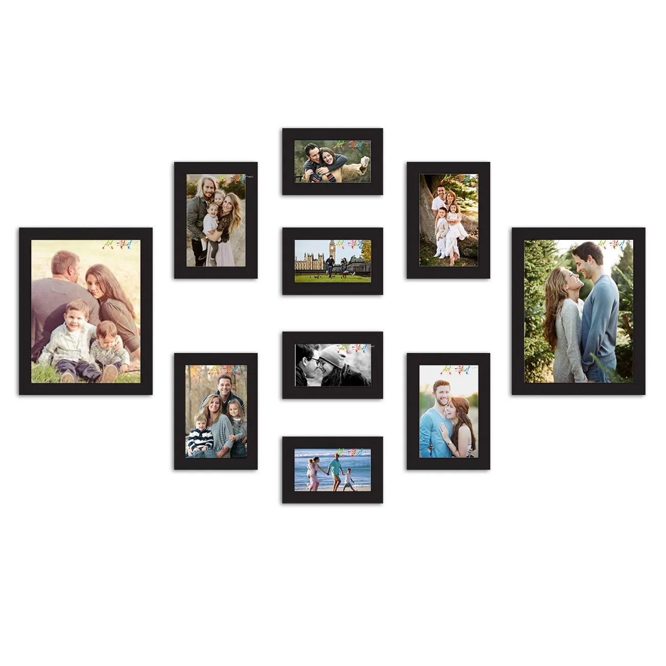 Art Street Synthetic Wood Wall Photo Frame (4 units: 5x7 inch, 4 units: 6x8 inch, 2 units: 8x10 inch, Black)