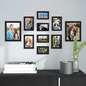 Art Street Synthetic Wood Wall Photo Frame (4 units: 5x7 inch, 4 units: 6x8 inch, 2 units: 8x10 inch, Black)