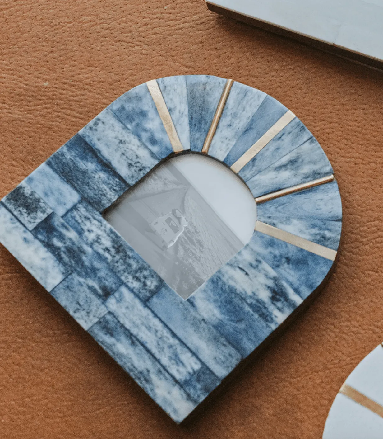 Artemis Indigo Arch 3x3 Picture Frame - Hand Carved Bone