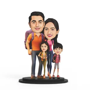 Avatar Studio Personalized Gift for Friends, Sister, Brother, BFF, Girlfriend, Boyfriend Character Caricature Photo Frame Unique Design Customized Gift for Friends & Family (Family of Four - 1)
