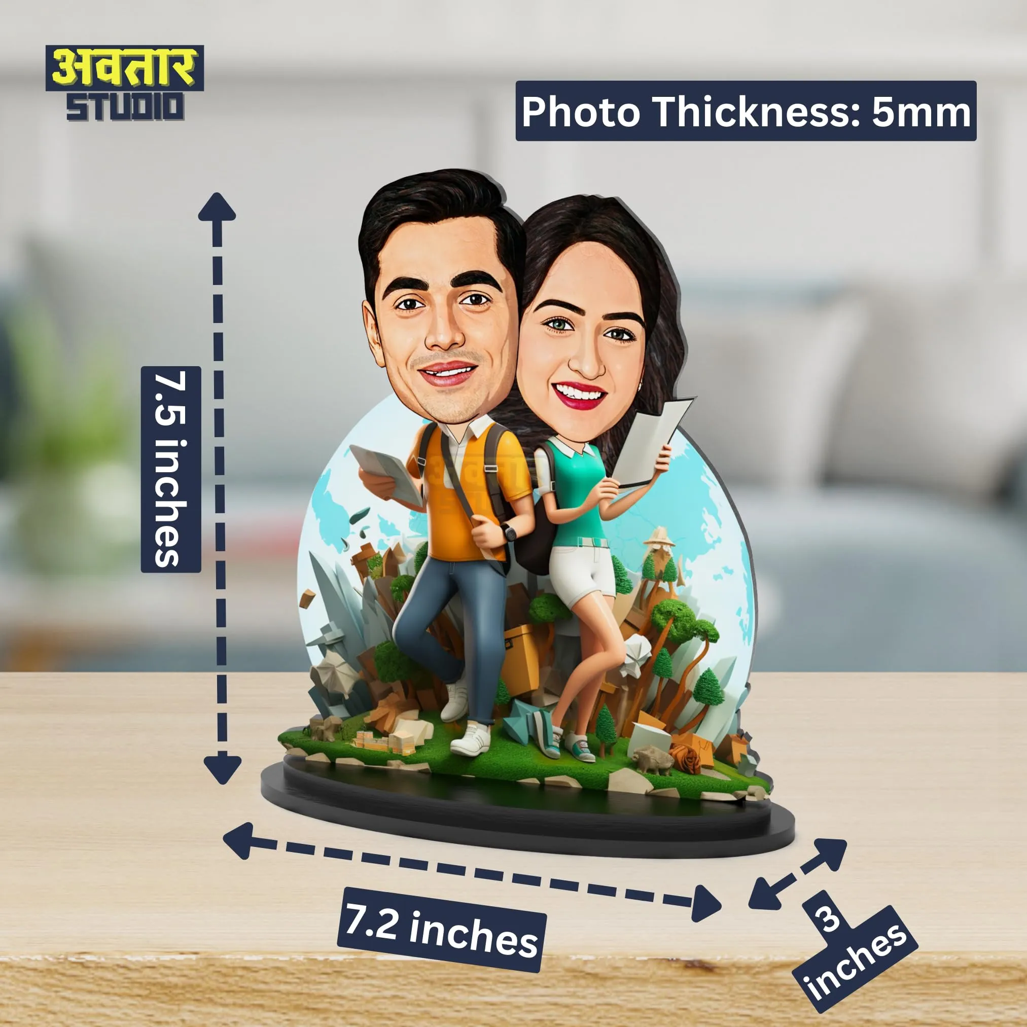 Avatar Studio Personalized Gift for Wife, Husband, Girlfriend, Boyfriend, Friends Character Caricature Photo Frame Unique Design Customized Gift for Friends & Family (Couple 7)