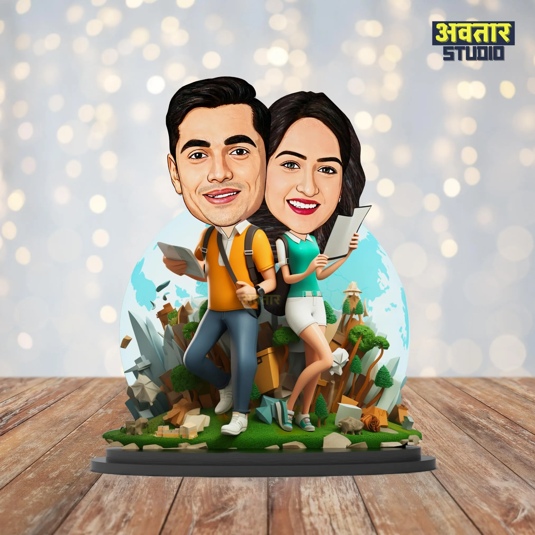 Avatar Studio Personalized Gift for Wife, Husband, Girlfriend, Boyfriend, Friends Character Caricature Photo Frame Unique Design Customized Gift for Friends & Family (Couple 7)