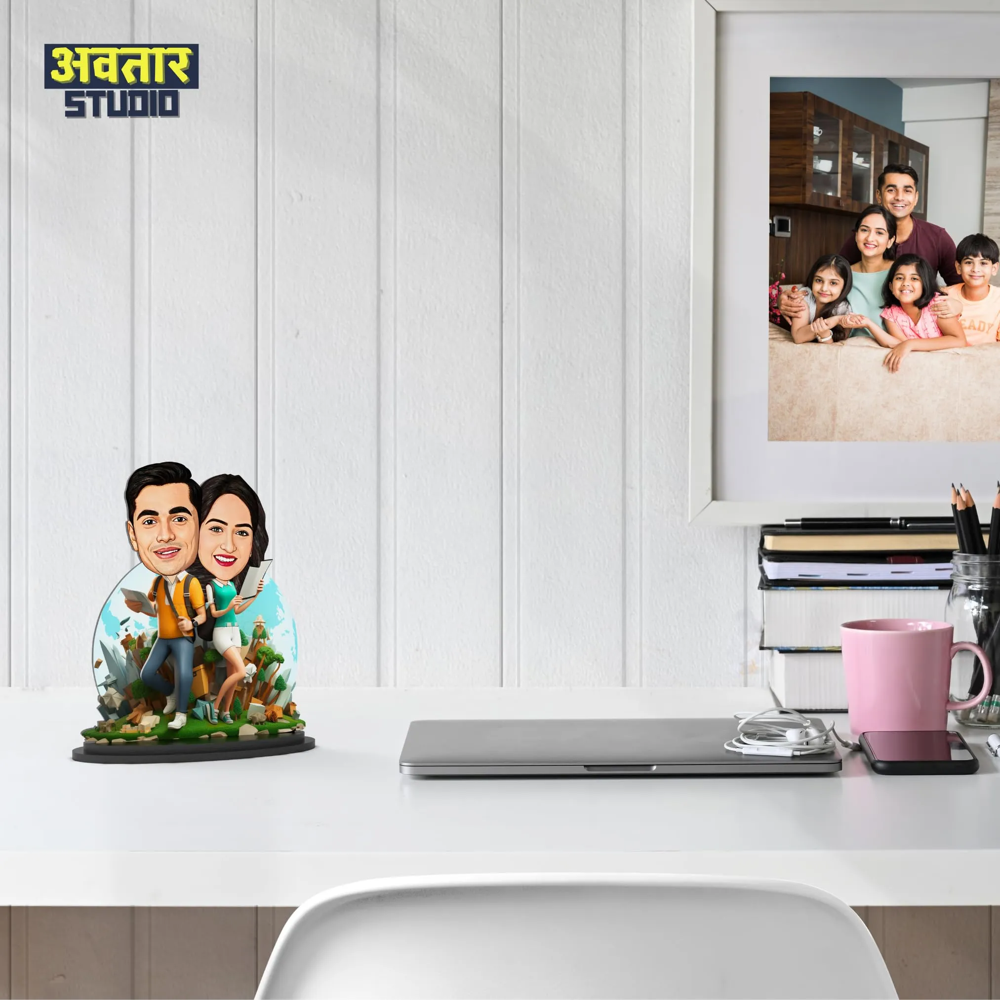 Avatar Studio Personalized Gift for Wife, Husband, Girlfriend, Boyfriend, Friends Character Caricature Photo Frame Unique Design Customized Gift for Friends & Family (Couple 7)