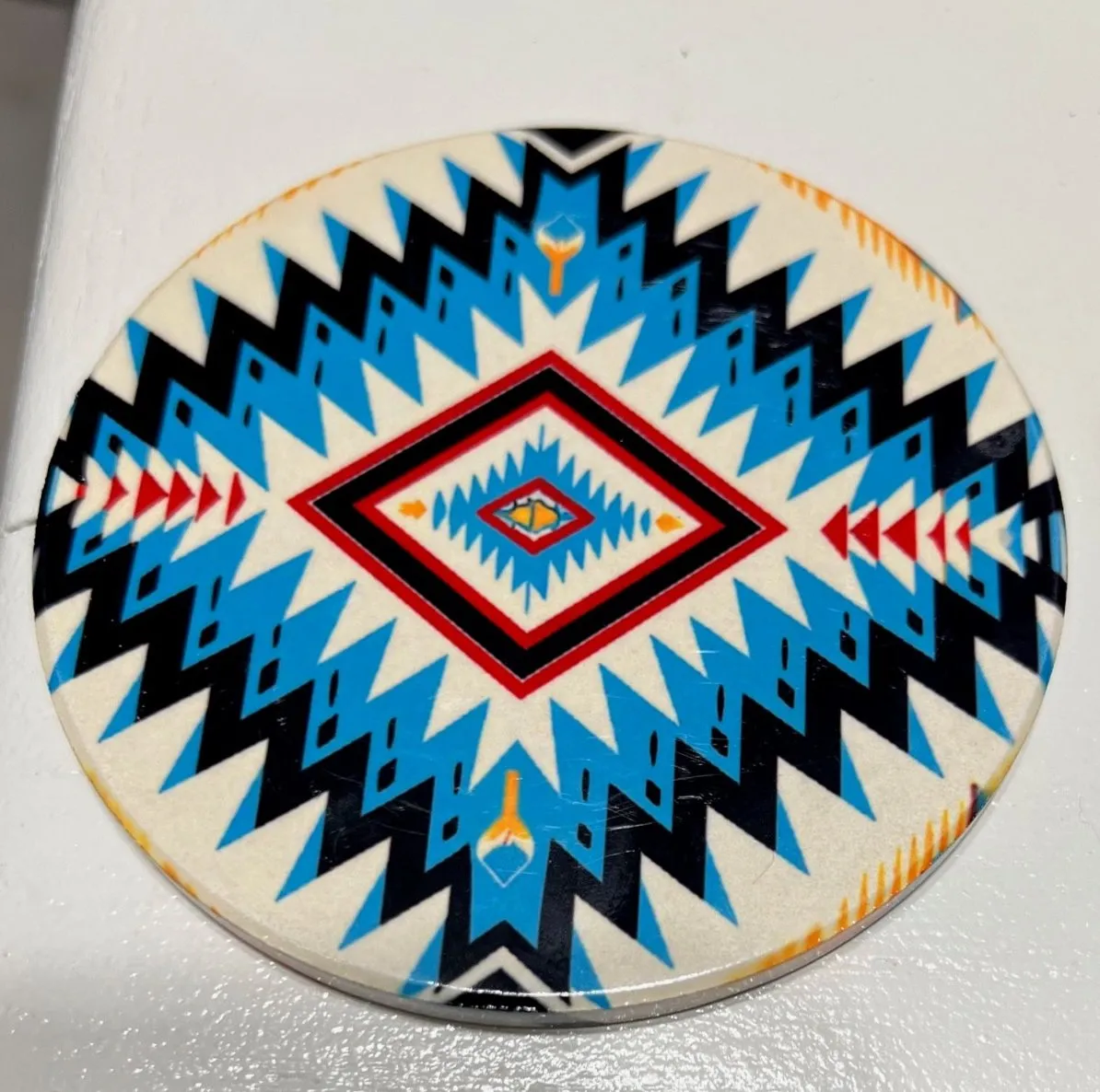 Aztec 15 oz Turquoise Coffee Mug with Ceramic Coaster - Multi Colors