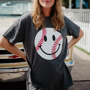 Baseball Happy Face Cute Graphic Tee