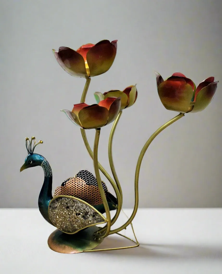 Beautiful Peacock Tealight / Candle Holder For Table Decor Size 48 x 32 x 48 cm