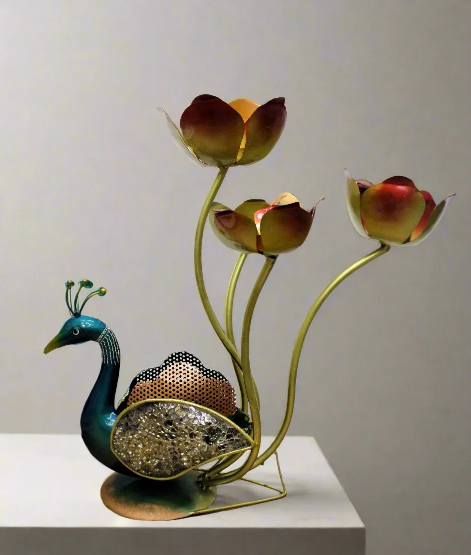Beautiful Peacock Tealight / Candle Holder For Table Decor Size 48 x 32 x 48 cm