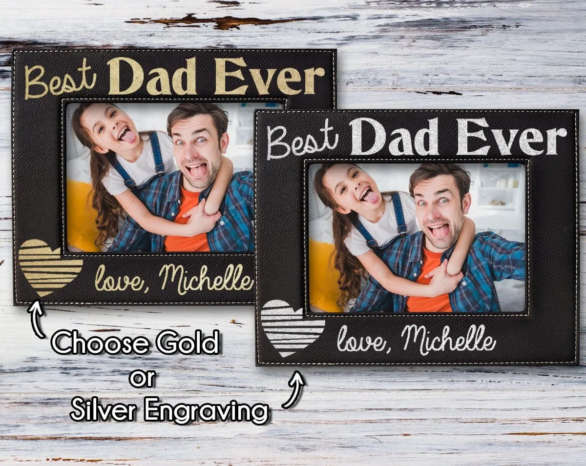 Best Dad Ever Personalized Photo Frame Father Grandpa Papa Pop Fathers Day Birthday Baby Shower New Daddy from Son Daughter Picture Gifts