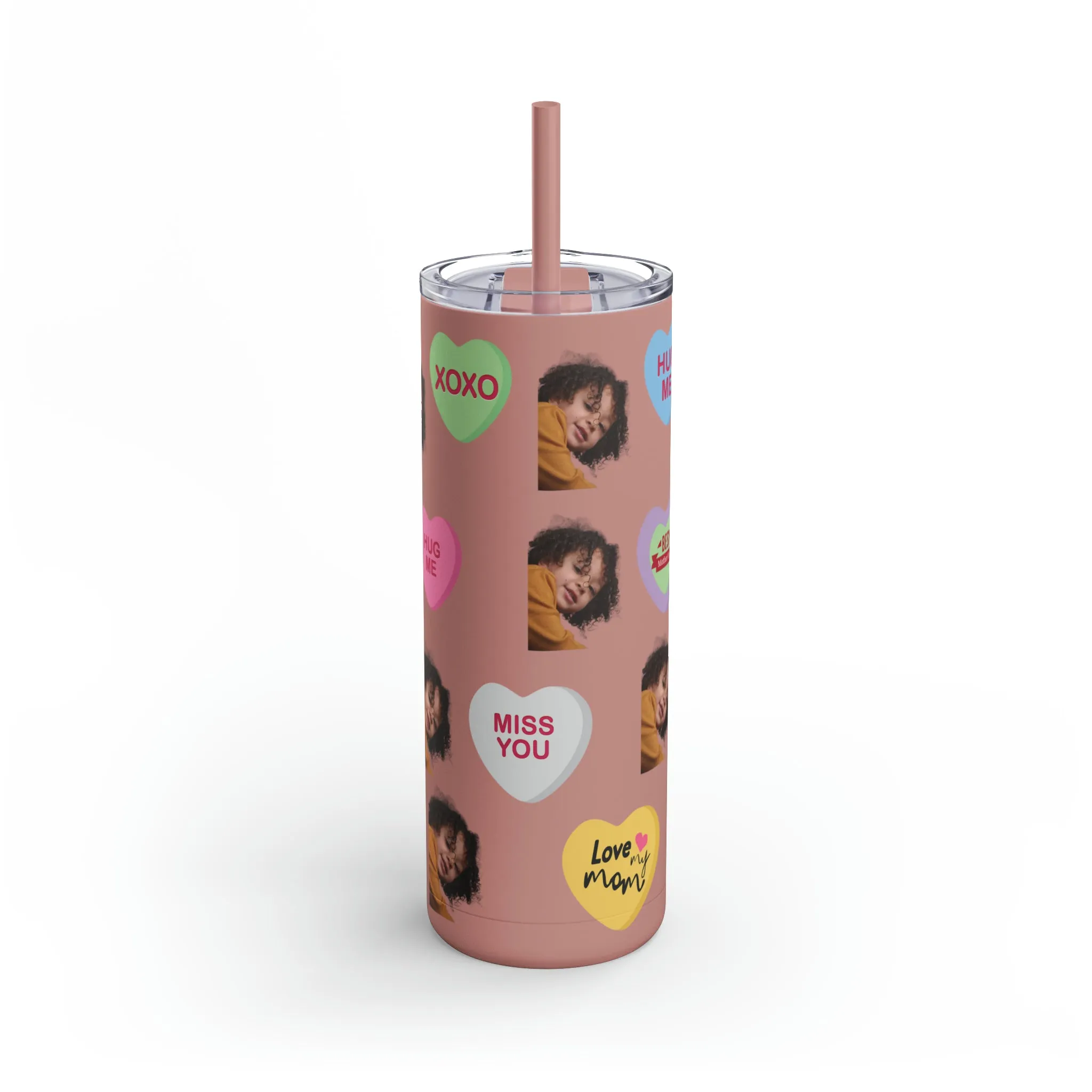 Best Mama Photo Valentine Tumbler, Valentine's Day gift, Tumblers, Auntie gift, Sister gift, Gift for her, Skinny Matte Tumbler, 20oz