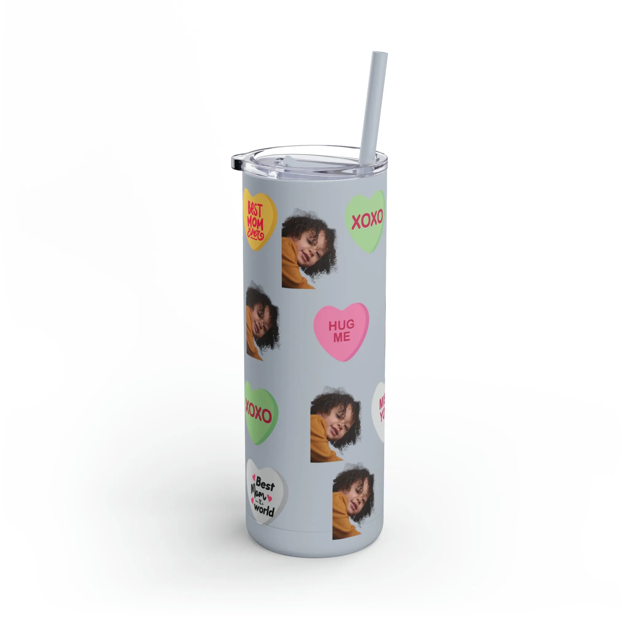 Best Mama Photo Valentine Tumbler, Valentine's Day gift, Tumblers, Auntie gift, Sister gift, Gift for her, Skinny Matte Tumbler, 20oz
