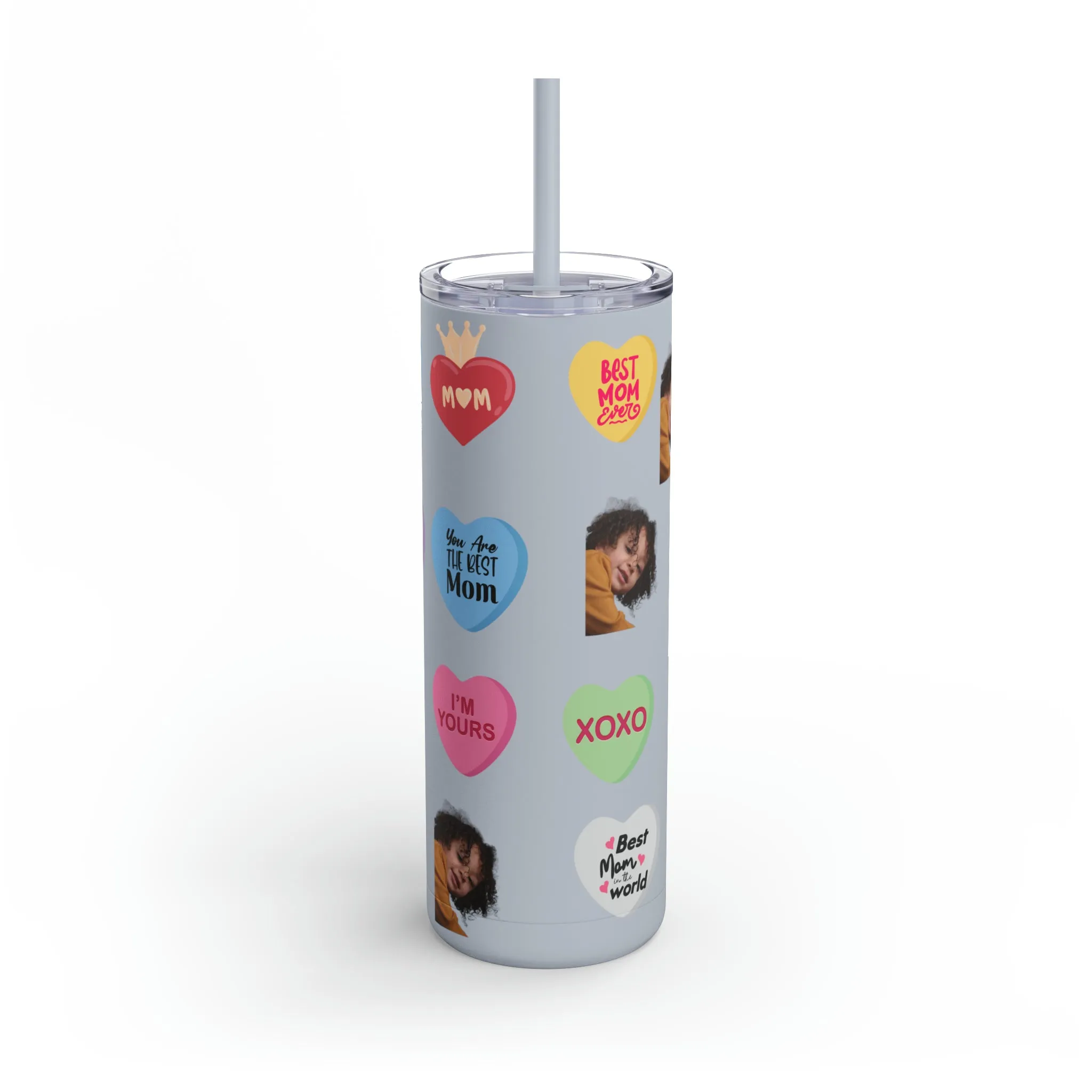 Best Mama Photo Valentine Tumbler, Valentine's Day gift, Tumblers, Auntie gift, Sister gift, Gift for her, Skinny Matte Tumbler, 20oz