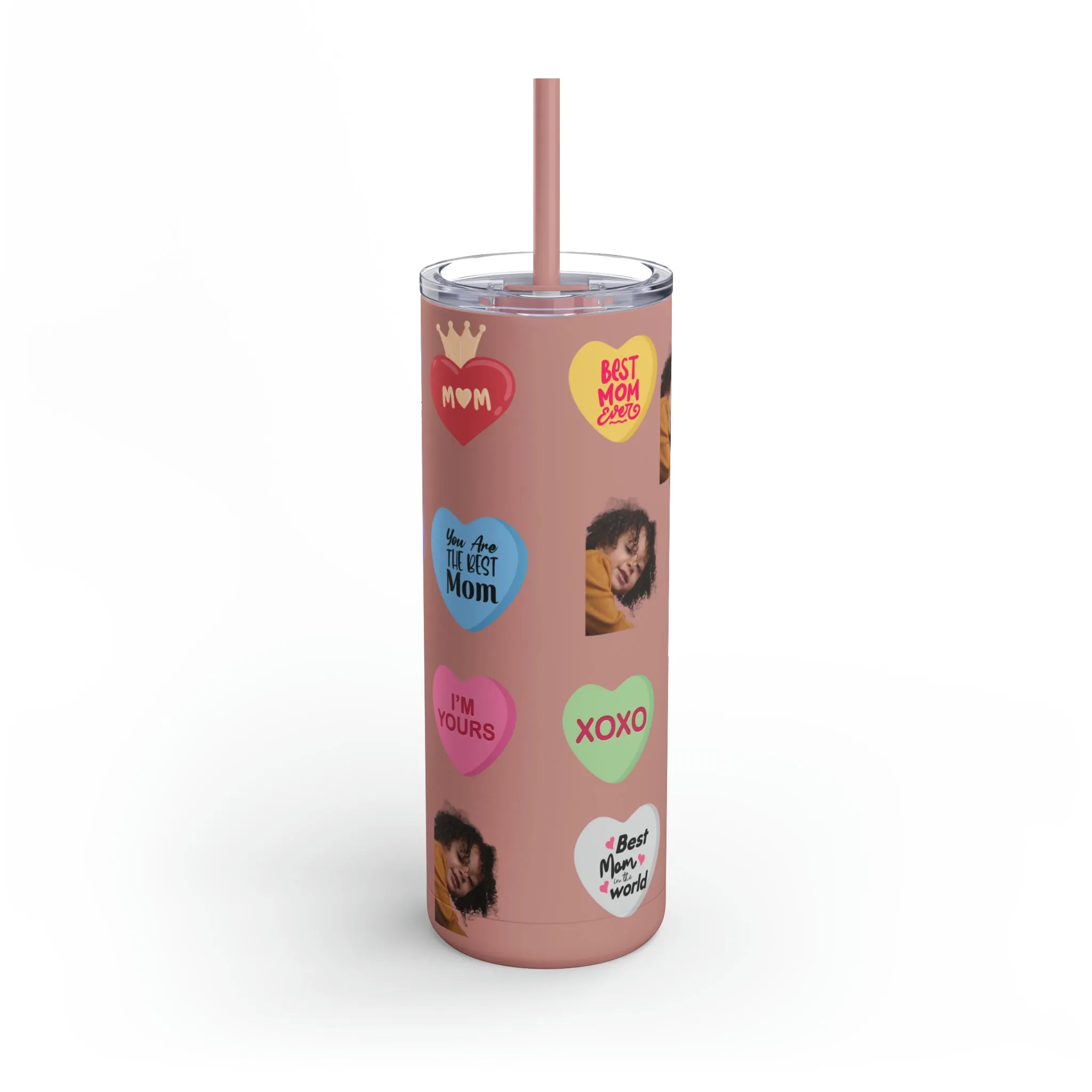 Best Mama Photo Valentine Tumbler, Valentine's Day gift, Tumblers, Auntie gift, Sister gift, Gift for her, Skinny Matte Tumbler, 20oz