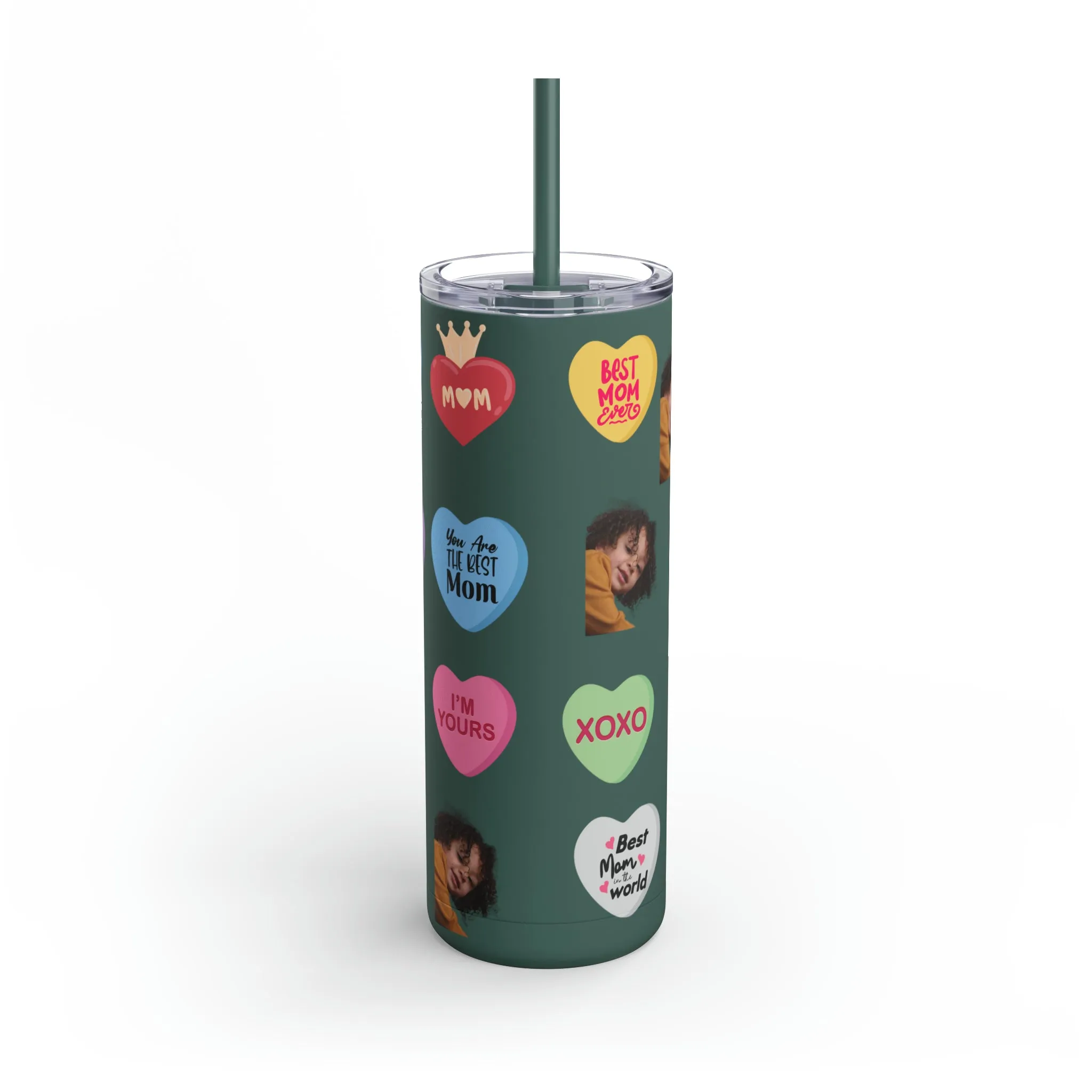 Best Mama Photo Valentine Tumbler, Valentine's Day gift, Tumblers, Auntie gift, Sister gift, Gift for her, Skinny Matte Tumbler, 20oz