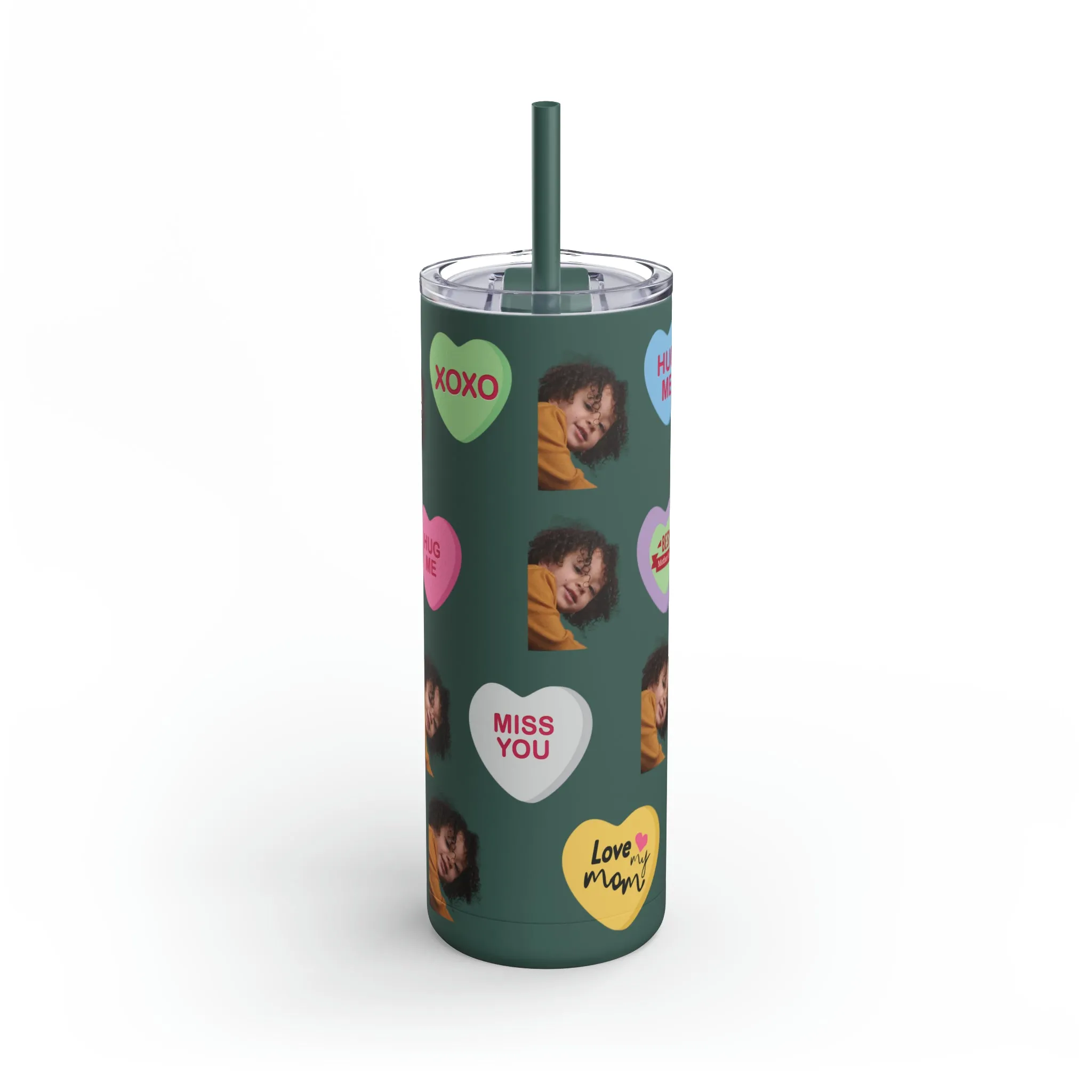 Best Mama Photo Valentine Tumbler, Valentine's Day gift, Tumblers, Auntie gift, Sister gift, Gift for her, Skinny Matte Tumbler, 20oz
