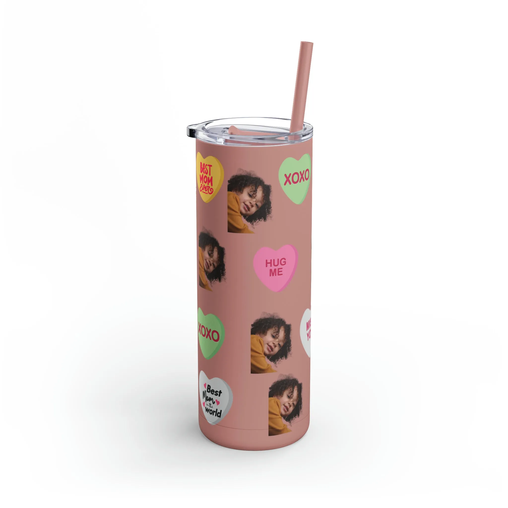 Best Mama Photo Valentine Tumbler, Valentine's Day gift, Tumblers, Auntie gift, Sister gift, Gift for her, Skinny Matte Tumbler, 20oz