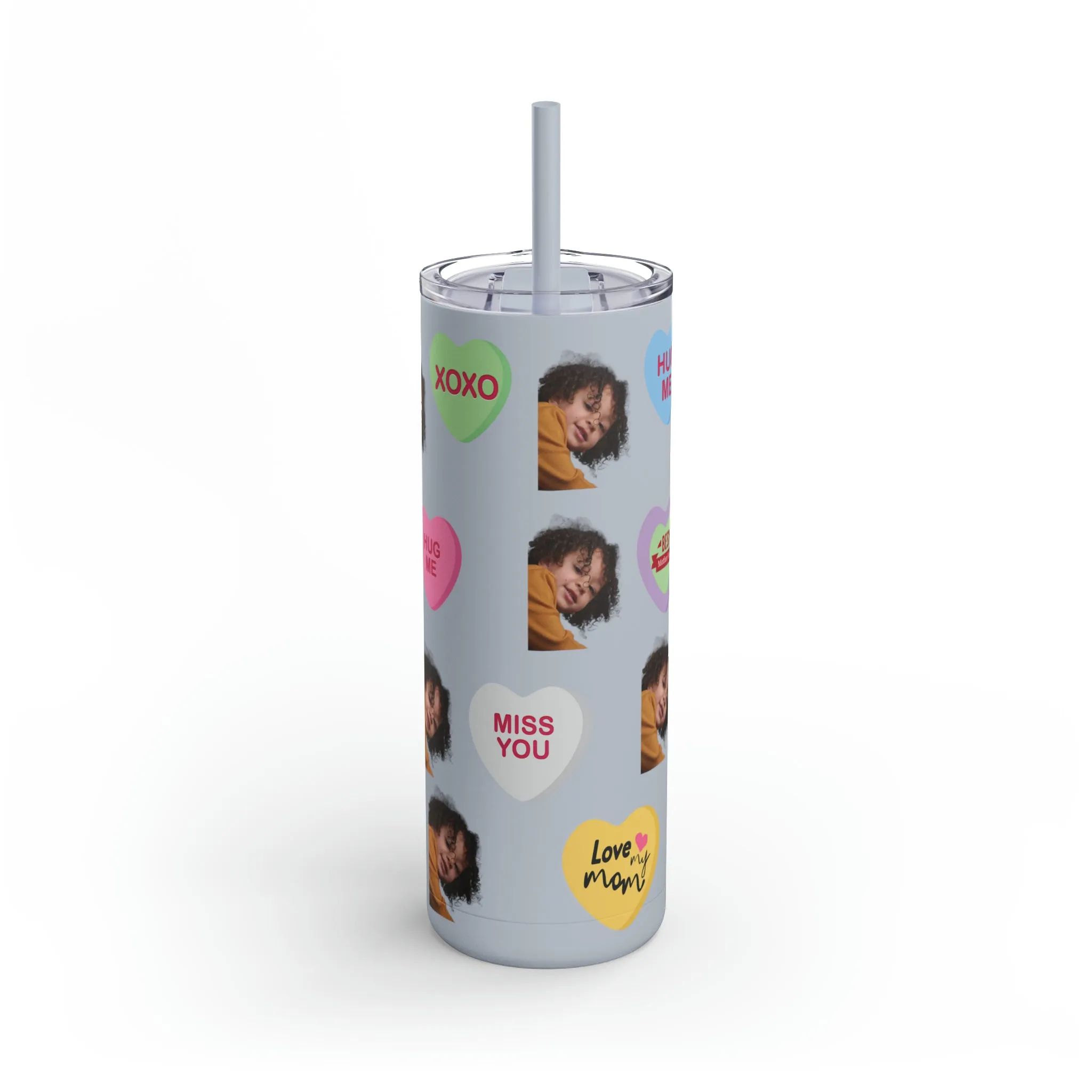 Best Mama Photo Valentine Tumbler, Valentine's Day gift, Tumblers, Auntie gift, Sister gift, Gift for her, Skinny Matte Tumbler, 20oz