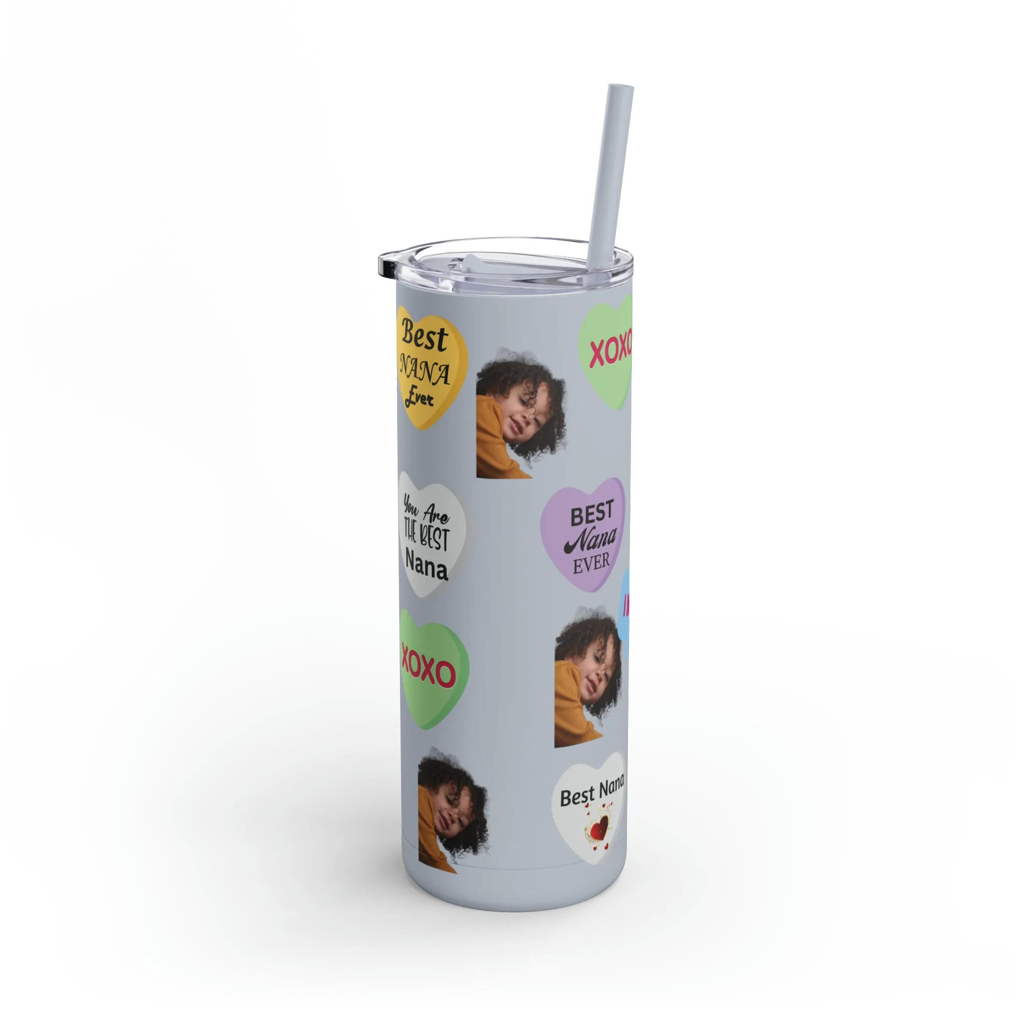 Best Nana Photo Valentine Tumbler, Valentine's Day gift, Tumblers, Auntie gift, Sister gift, Gift for her, Skinny Matte Tumbler, 20oz