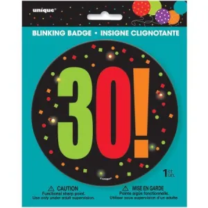 Birthday Cheer - 30th Birthday Blinking Badge