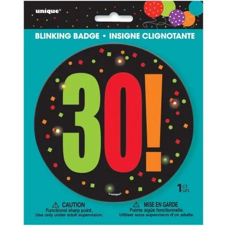 Birthday Cheer - 30th Birthday Blinking Badge