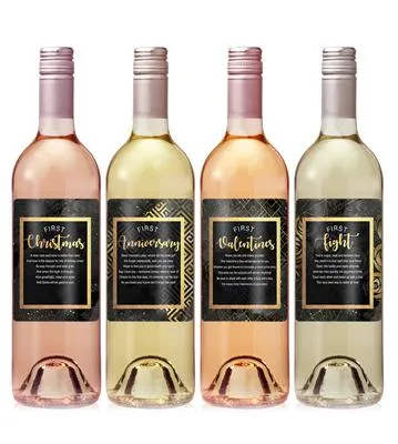 Black Gold Wedding Milestone Wine Label Set