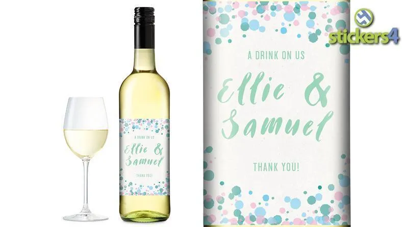 Bubbles (Light) Custom Printed Wedding Wine Bottle Label