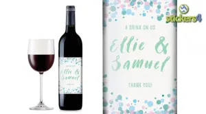Bubbles (Light) Custom Printed Wedding Wine Bottle Label