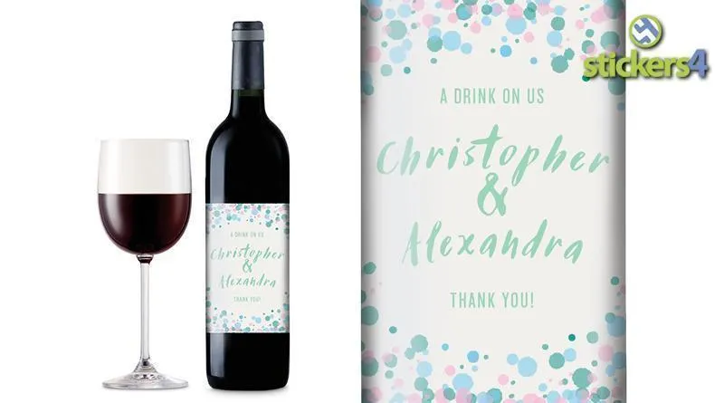 Bubbles (Light) Custom Printed Wedding Wine Bottle Label