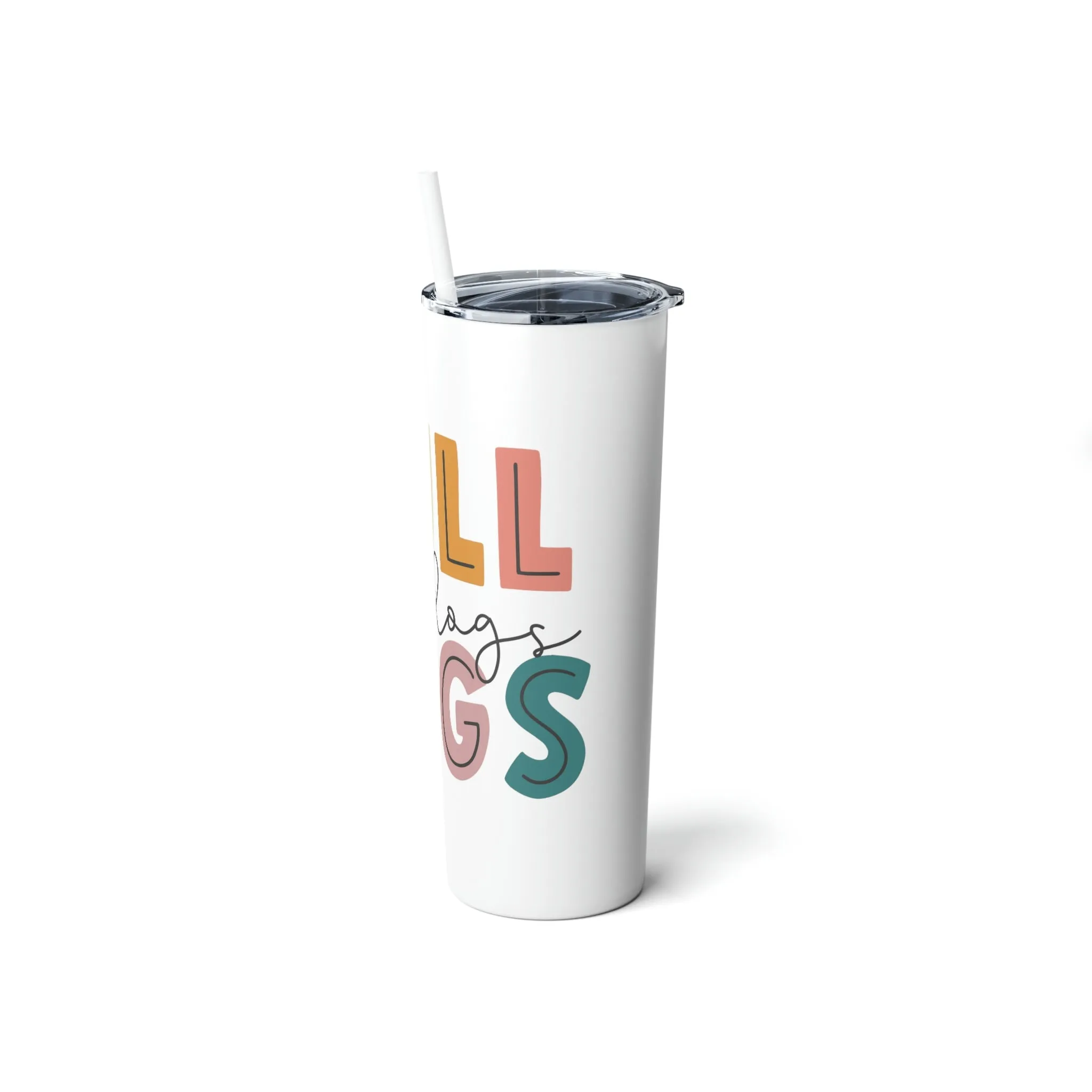 Bulldogs Colorful Skinny Steel Tumbler with Straw, 20oz