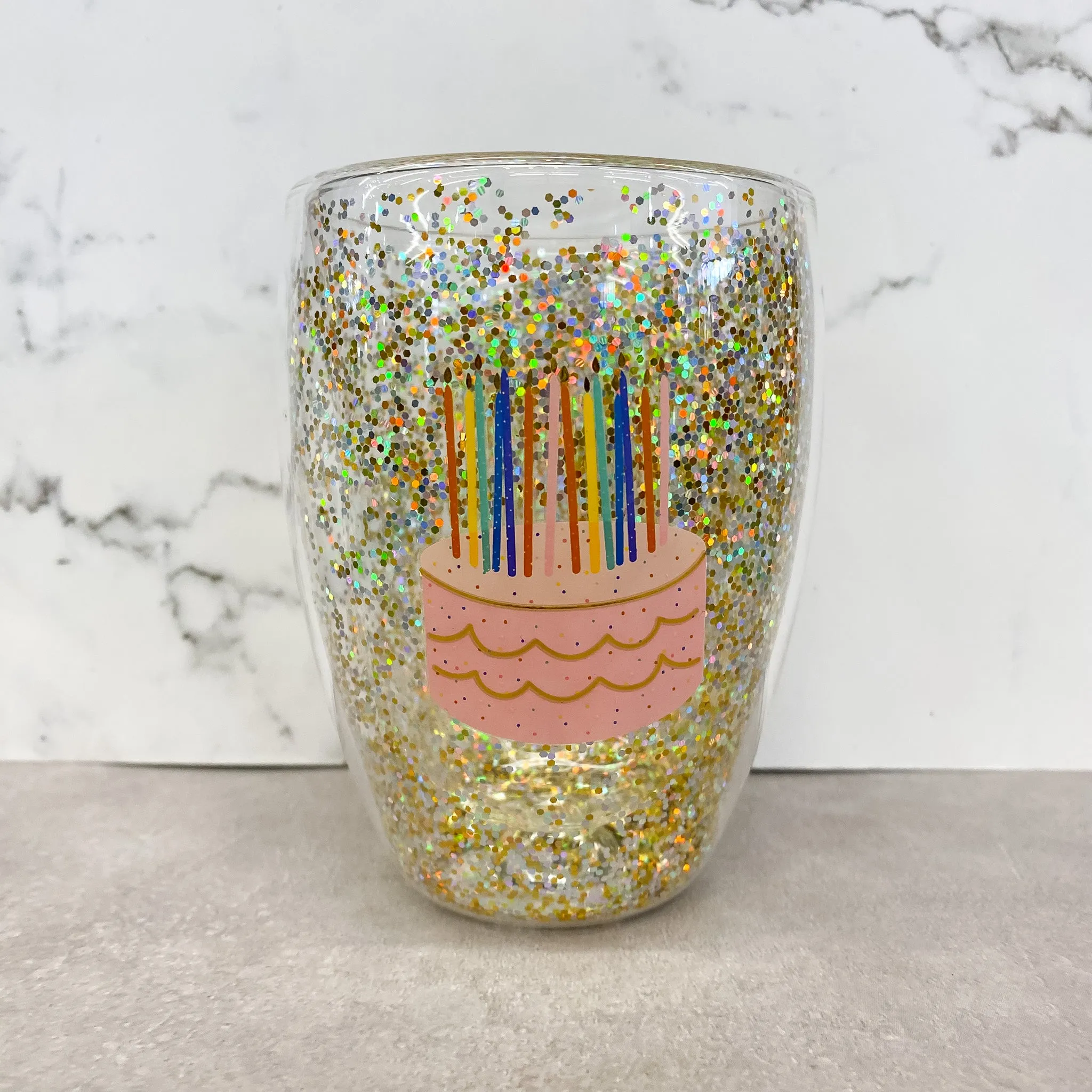 Cake Gold Confetti Wine Glass