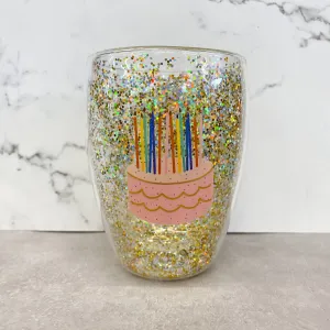 Cake Gold Confetti Wine Glass