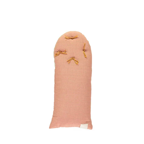 Camomile London Petit House Cushion – Mini Check Coral