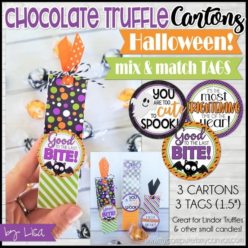Chocolate Truffle Cartons & Tags {HALLOWEEN} PRINTABLE