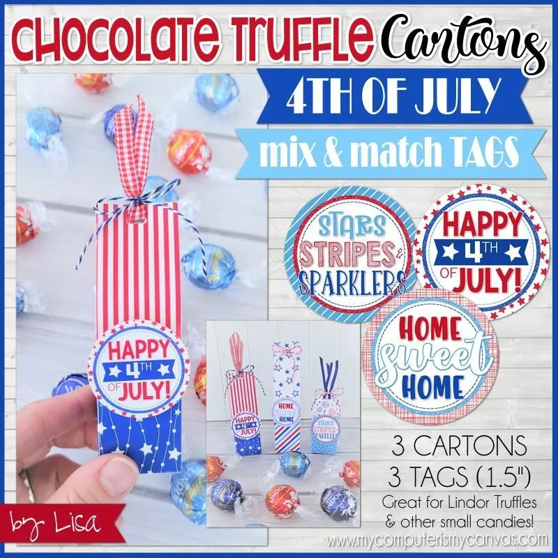 Chocolate Truffle Cartons & Tags {PATRIOTIC} PRINTABLE