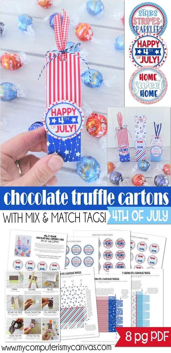 Chocolate Truffle Cartons & Tags {PATRIOTIC} PRINTABLE