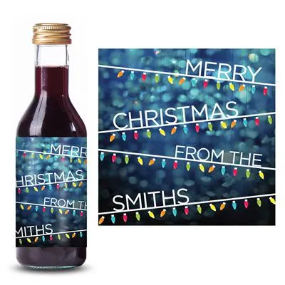 Christmas Lights Mini Wine Label