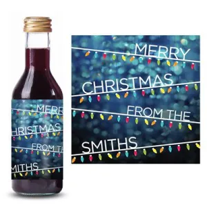 Christmas Lights Mini Wine Label