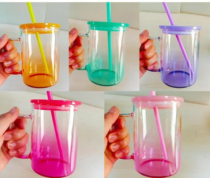 Coloured Ombre Glass Sublimation 17oz Mug with Handle