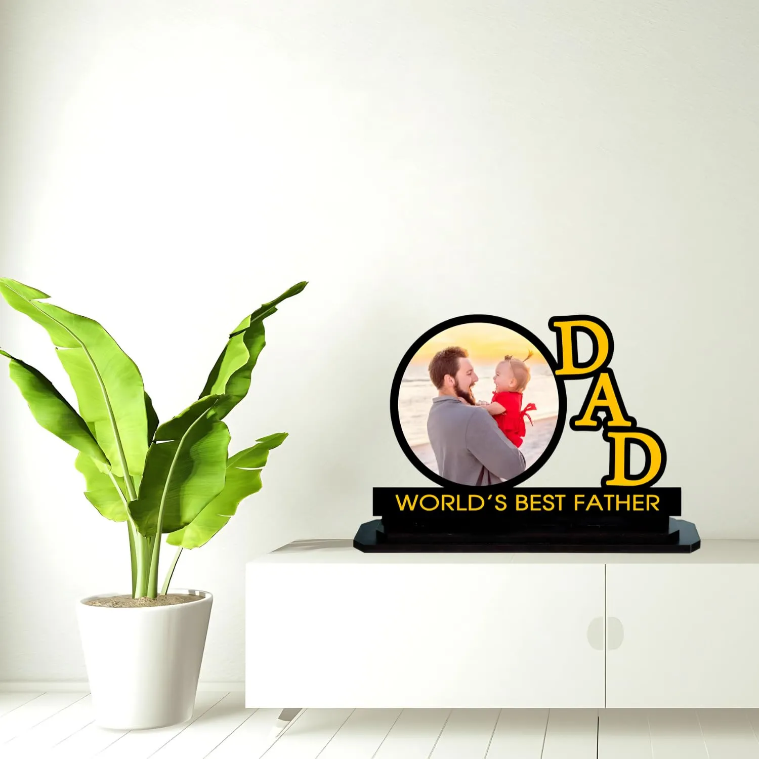 COMONOT Customized Father's Wooden Table Top Photo Frame 12 x 8 | Gift Father's Day, Retirement, Birthday, Sorry Love for Your Father Dad Papa, Rectangular, Tabletop