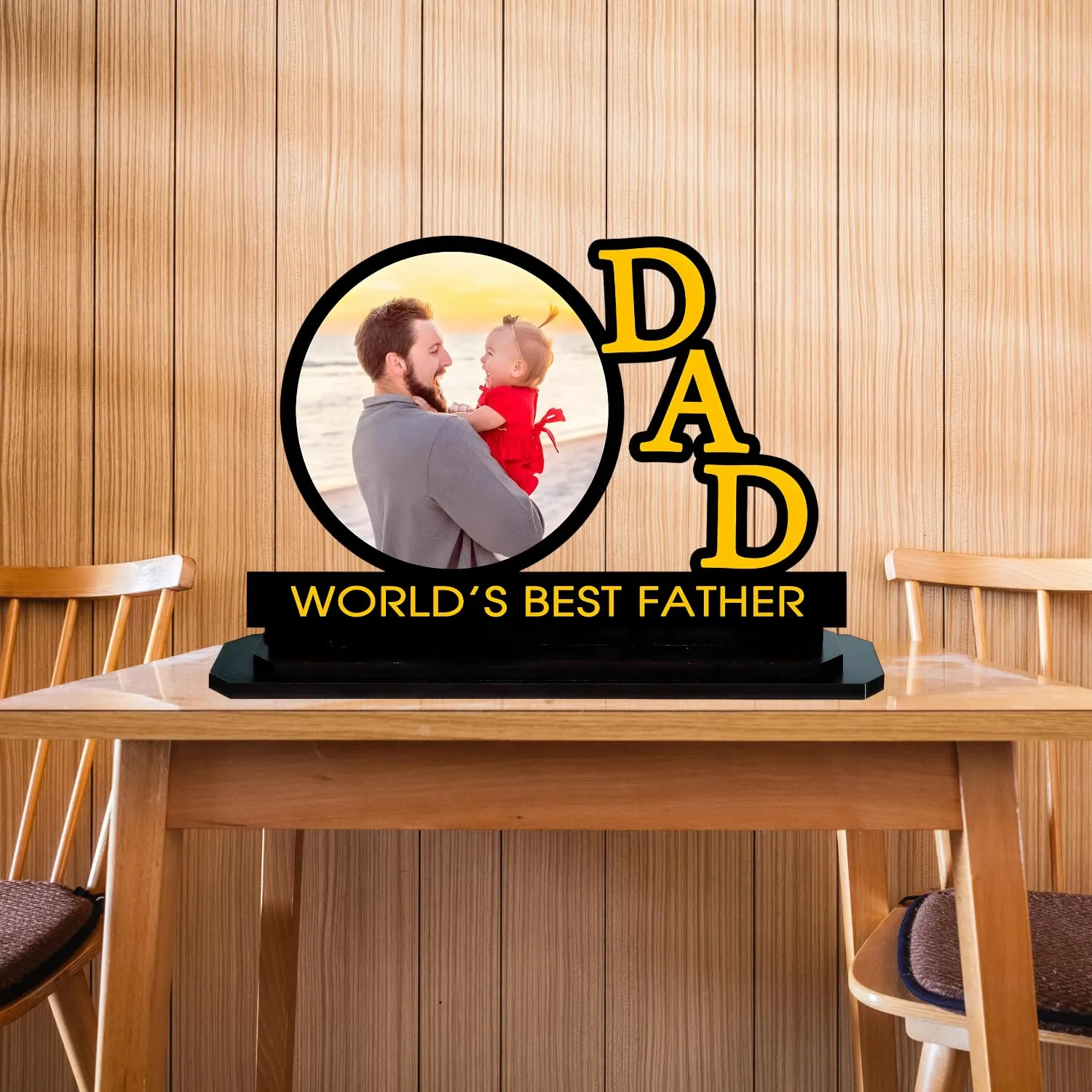 COMONOT Customized Father's Wooden Table Top Photo Frame 12 x 8 | Gift Father's Day, Retirement, Birthday, Sorry Love for Your Father Dad Papa, Rectangular, Tabletop