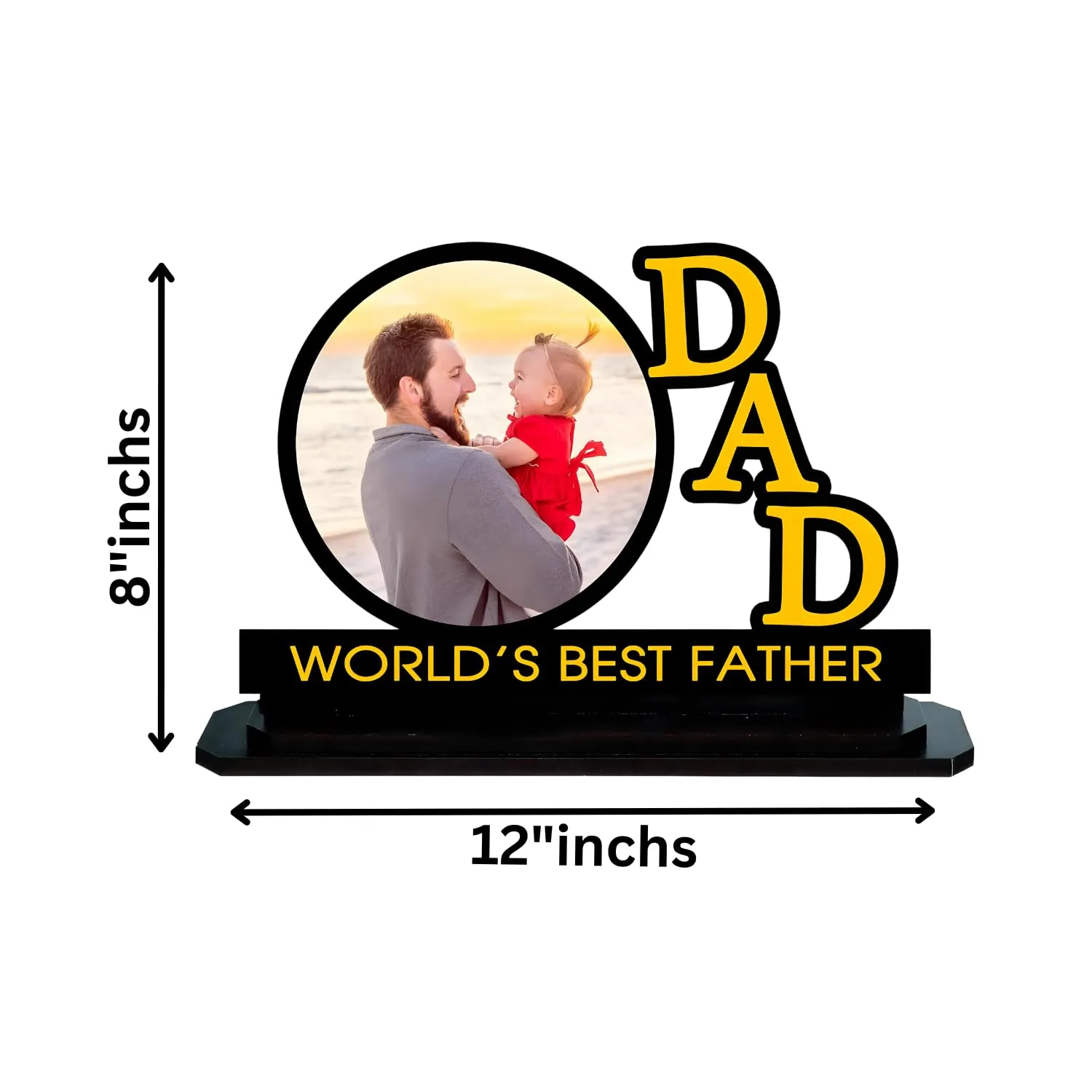 COMONOT Customized Father's Wooden Table Top Photo Frame 12 x 8 | Gift Father's Day, Retirement, Birthday, Sorry Love for Your Father Dad Papa, Rectangular, Tabletop