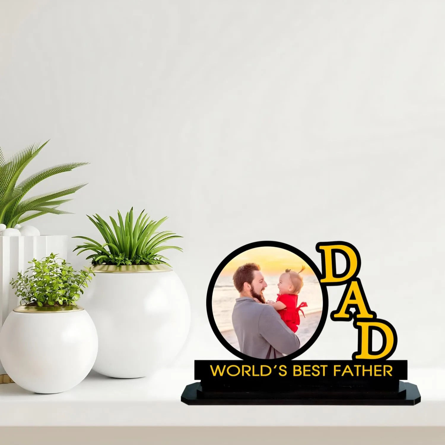 COMONOT Customized Father's Wooden Table Top Photo Frame 12 x 8 | Gift Father's Day, Retirement, Birthday, Sorry Love for Your Father Dad Papa, Rectangular, Tabletop